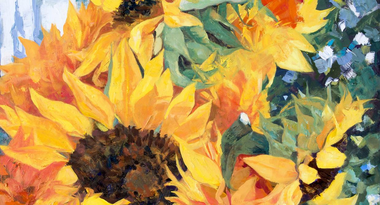 Oil painting of Sunflowers in Aix-en-Provence France by Yana Beylinson