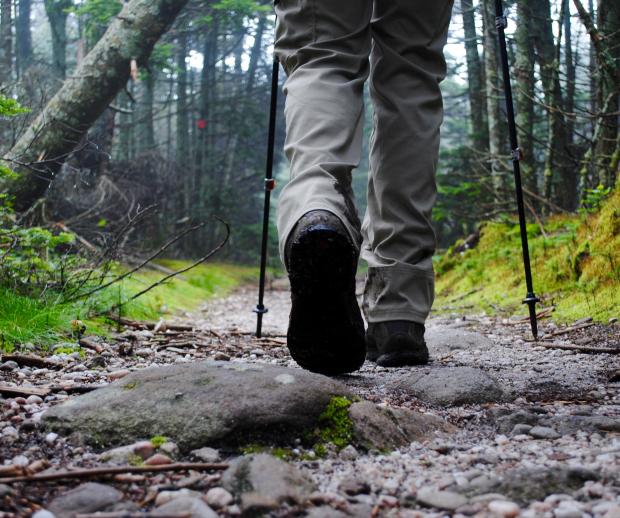 Hiker Boots on the Catskill's Wittenberg Cornell Slide Trail. Photo by Heather Darley.